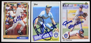 1985-1992 Robin Yount, Paul Molitor, Jim Gantner Milwaukee Brewers Signed Topps and Upper Deck Trading Cards (Lot of 3) (JSA)
