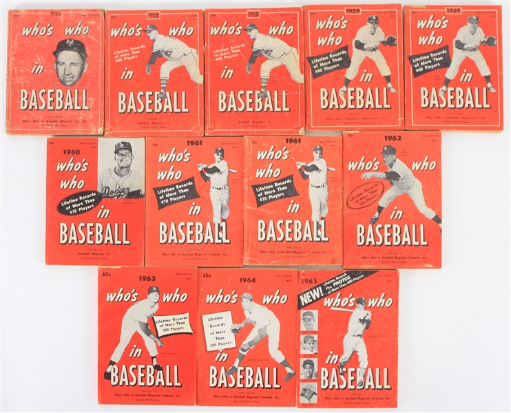 1955-65 Whos Who in Baseball Guide Book Collection - Lot of 12