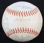 1963 Chicago Cubs Team Signed ONL Giles Baseball w/ 26 Signatures Including Ernie Banks, Lou Brock, Ron Santo, Billy Williams & More (JSA)