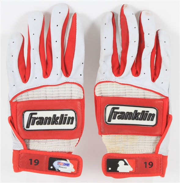 2010-13 Joey Votto Cincinnati Reds Signed Franklin Game Worn Batting Gloves (MEARS LOA & PSA/DNA)