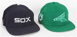 1977-2018 Chicago White Sox Game Worn Caps - Lot of 2 w/ 1977-81 Style and St. Patricks Day Style (MEARS LOA)