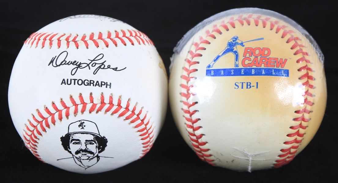 1980s Rod Carew Davey Lopes Baseball Collection - Lot of 2