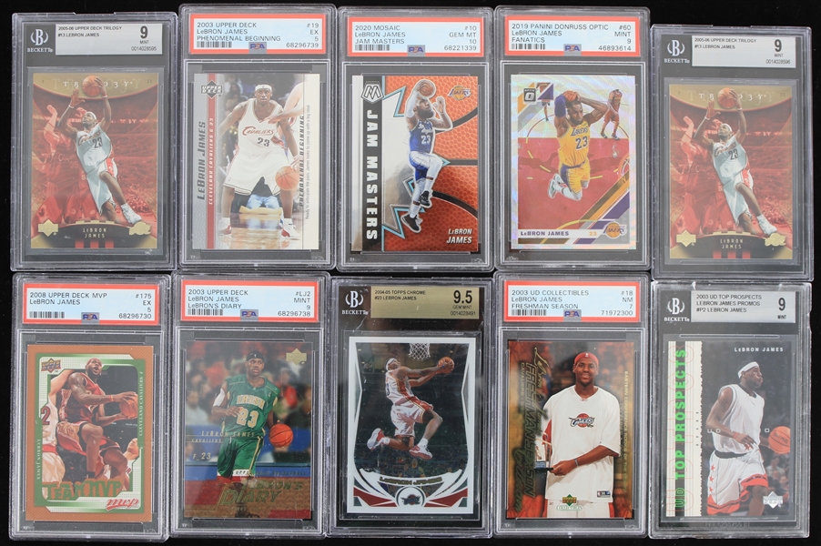 2003-20 LeBron James Cavaliers/Lakers Slabbed Basketball Trading Card Collection - Lot of 10