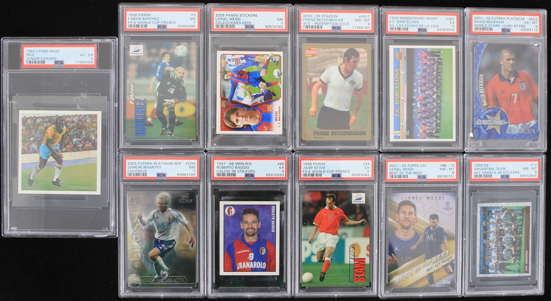 1979-2022 Slabbed Soccer Trading Card Collection - Lot of 46 w/ Pele, Lionel Messi, Cristiano Ronaldo, David Beckham & More