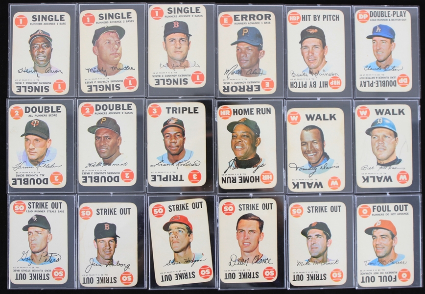 1968 Topps Baseball Game Player Cards - Complete Set of 33 w/ Mickey Mantle, Hank Aaron, Willie Mays, Roberto Clemente & More