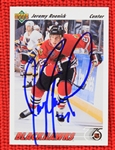 1990's Jeremy Roenick Chicago Blackhawks Game Worn Socks + Signed Upper Deck Trading Card (MEARS LOA/JSA/Double Deke COA)