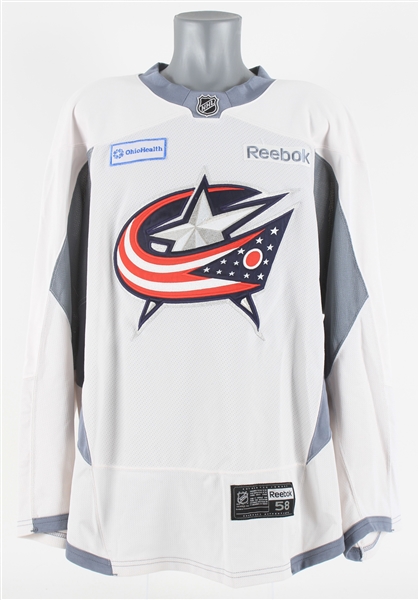 2015-16 Brandon Saad Columbus Blue Jackets Practice Jersey (MEARS LOA/Blue Jackets MeiGray Letter)