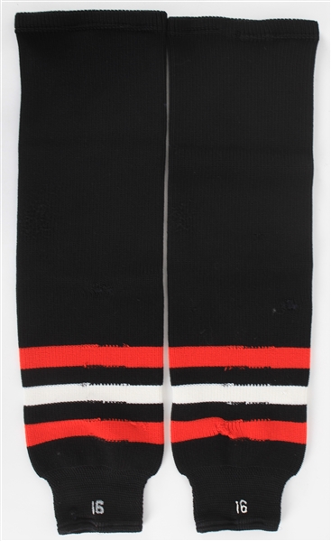 1998-99 Ed Olczyk Chicago Blackhawks Game Worn Socks (MEARS LOA/HawkQuarters Tag)