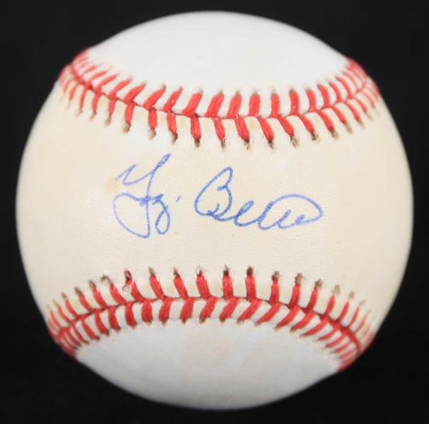 1990-92 Yogi Berra New York Yankees Signed OAL Brown Baseball (JSA)