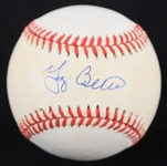 1990-92 Yogi Berra New York Yankees Signed OAL Brown Baseball (JSA)