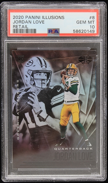 2020 Jordan Love Green Bay Packers Panini Illusions Trading Card #8 Graded GEM MT-10 (PSA Slabbed)