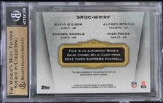 2012 David Wilson New York Giants Alfred Morris Washington Redskins Rueben Randle New York Giants Nick Foles Philadelphia Eagles Topps Rookie Quad Combo Relic Card Graded Gem Mint 9.5 (Beckett...