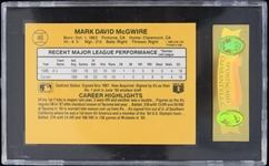 1987 Mark McGwire Oakland Athletics Donruss #46 Trading Card Graded Mint 96 (SG Slabbed)