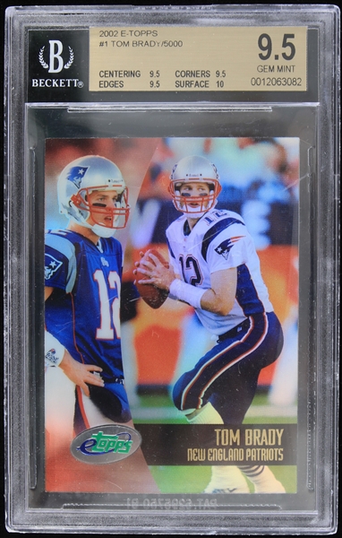 2002 Tom Brady New England Patroits E-Topps Trading Card Graded Gem Mint 9.5 (Beckett Slabbed)