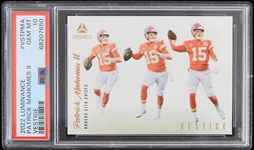 2022 Patrick Mahomes Kansas City Cheifs Panini Luminance Vestige #VSTPMA Trading Card Graded GEM MT 10 (PSA Slabbed)