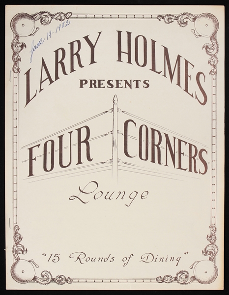 1980s Larry Holmes Four Corners Lounge Menu