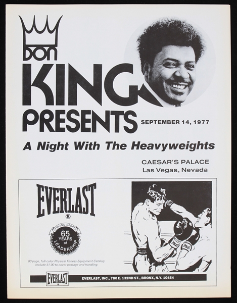 1977 Don King Presents A Night With The Heavyweights Program
