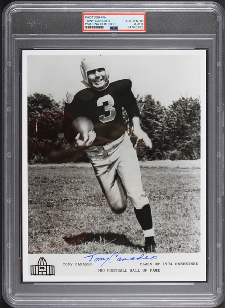 1941-1952 Tony Canadeo (d.2003) Green Bay Packers Autographed 8x10 Black and White Photo (PSA Slabbed)