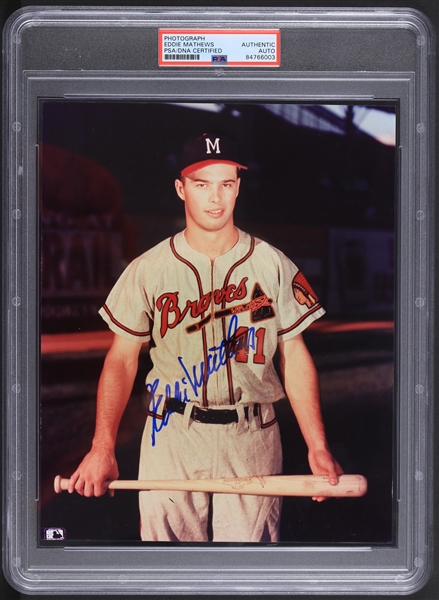 1952-1966 Eddie Mathews (d.2001) Boston Milwaukee Atlanta Braves Autographed 8x10 Color Photo (PSA Slabbed)
