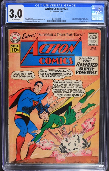 1961 Action Comics #274 CGC Graded 3.0 (CGC Slabbed)