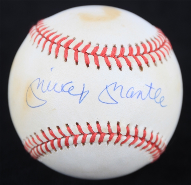 1993 Mickey Mantle New York Yankees Signed OAL Brown Baseball (JSA)