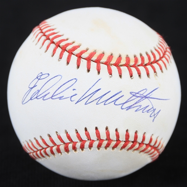 1993 Eddie Mathews Milwaukee Braves Signed ONL White Baseball (JSA)