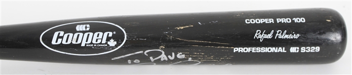 1989-93 Rafael Palmeiro Texas Rangers Signed Cooper Professional Model Game Used Bat (MEARS LOA/JSA)