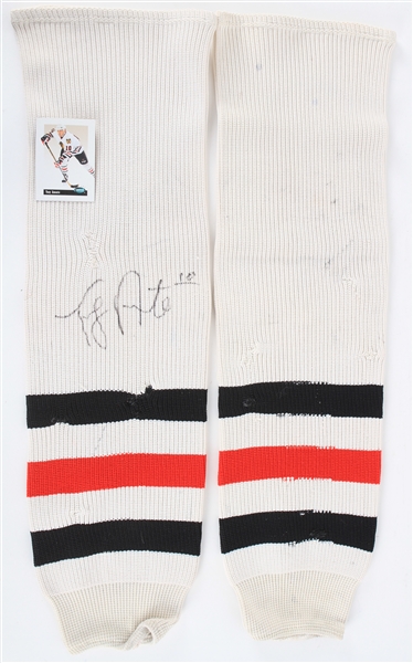 1990s Tony Amonte Chicago Blackhawks Signed Game Worn Socks (MEARS LOA/JSA)