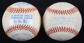1970-83 Milwaukee Brewers County Stadium OAL Cronin/MacPhail Game Used Baseballs - Lot of 2 (MEARS LOA)