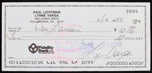 1988 Don Larson New York Yankees Signed Personal Check *JSA*
