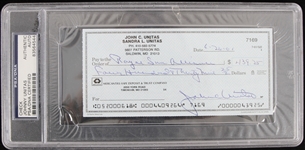 2001 Johnny Unitas (d.2002) Baltimore Colts San Diego Chargers Signed Check (PSA Slabbed)