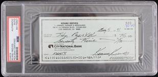 1991 Keanu Reeves Signed Check (PSA Slabbed)