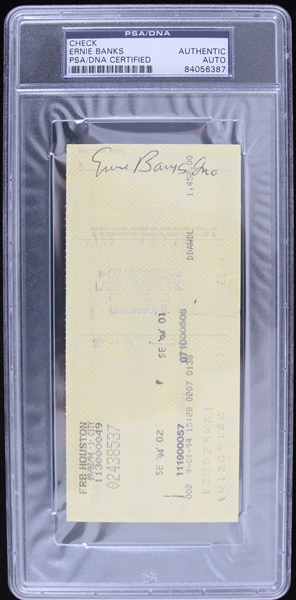 1994 Ernie Banks (d.2015) Chicago Cubs Endorsed Check (PSA Slabbed)
