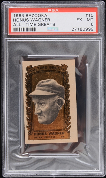 1963 Honus Wagner Pittsburgh Pirates Bazooka Greats Trading Card #10 Graded EX-MT 6 (PSA Slabbed)