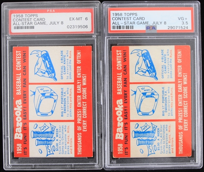 1958 Topps All-Star Game Contest Cards (PSA Slabbed) (Lot of 2)