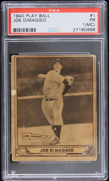 1940 Joe DiMaggio New York Yankees Playball Trading Card #1 Graded PR-1 (PSA Slabbed) 