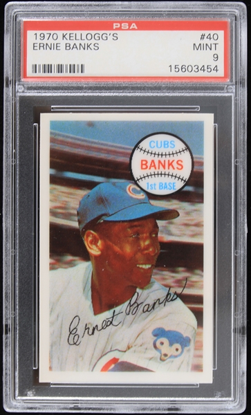 1970 Ernie Banks Chicago Cubs Kelloggs Trading Card #40 Graded Mint 9 (PSA Slabbed)