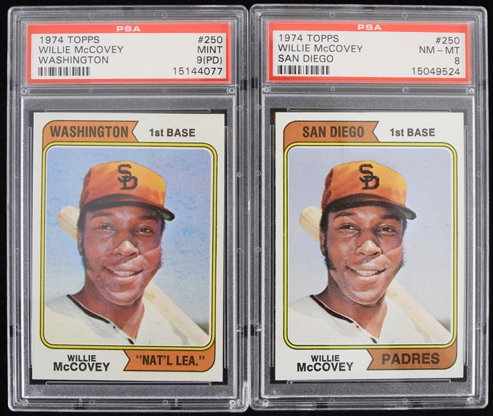 1974 Willie McCovey San Diego Padres Topps Trading Card #250 Graded NM-MT 8 (PSA Slabbed)