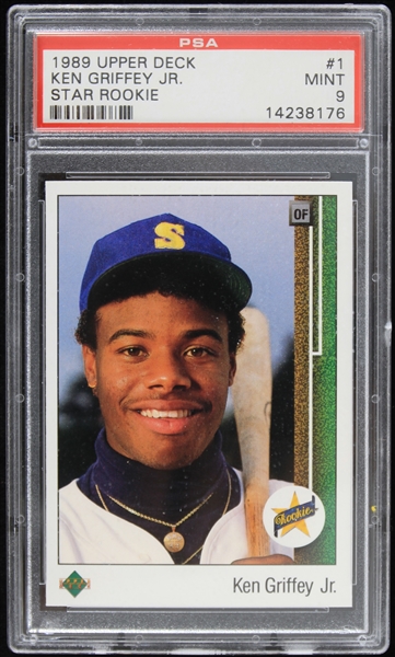 1989 Ken Griffey Jr Seattle Mariners Upper Deck Trading Card #1 Graded Mint 9 (PSA Slabbed) 