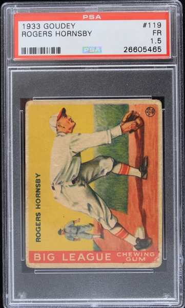 1933 Rogers Hornsby St. Louis Cardinals Goudey Trading Card #119 Graded FR 1.5 (PSA Slabbed)