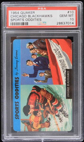 1954 Chicago Blackhawks Quaker Trading Card #10 Graded GEM MT 10 (PSA Slabbed)