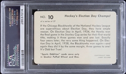 1954 Chicago Blackhawks Quaker Trading Card #10 Graded GEM MT 10 (PSA Slabbed)