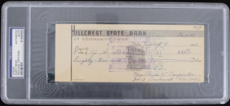 1957 Dizzy Dean (d.1974) St. Louis Cardinals Chicago Cubs and St. Louis Browns Signed Check (PSA Slabbed)