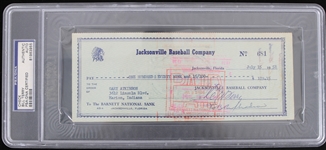 1958 Bill Terry (d.1989) New York Giants Signed Check (PSA Slabbed)