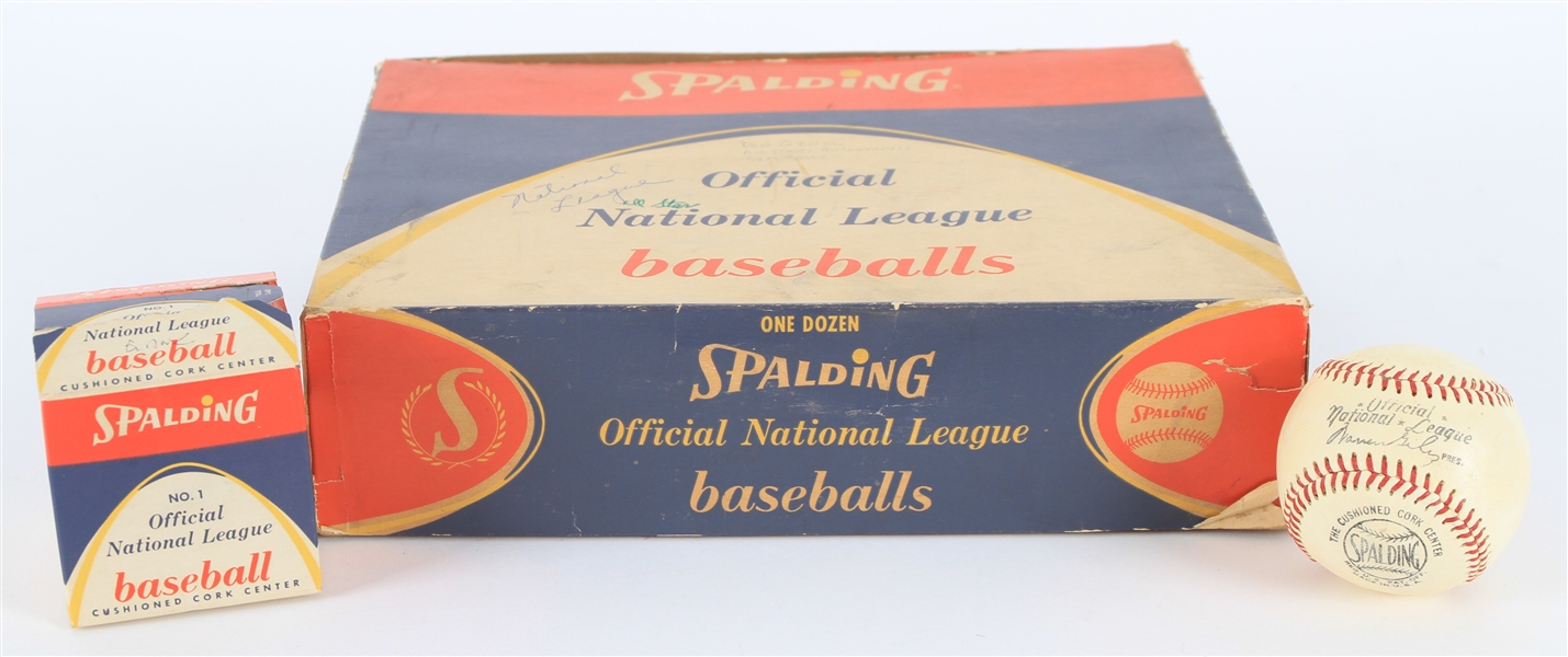 1958-69 Spalding Official National League Warren Giles Baseball w/ Box & Empty Case