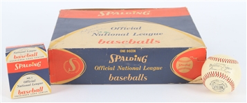 1958-69 Spalding Official National League Warren Giles Baseball w/ Box & Empty Case