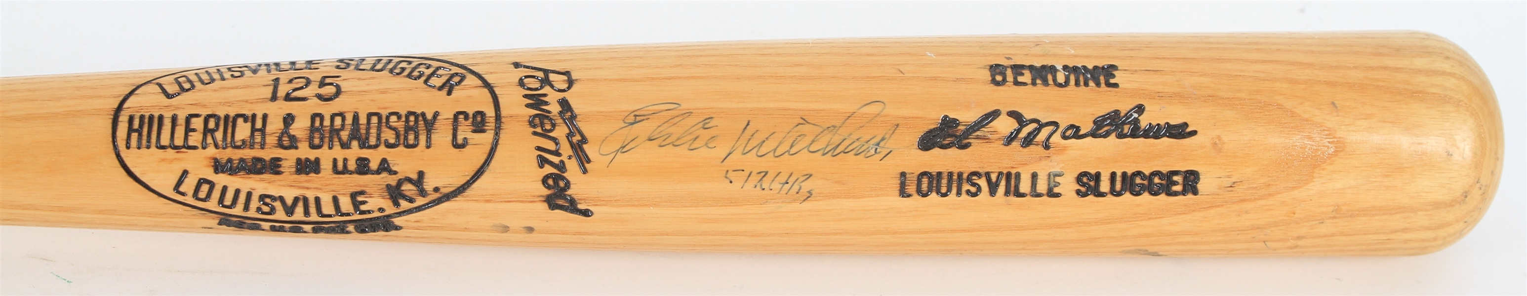 1990s Eddie Mathews Milwaukee Braves Signed H&B Louisville Slugger Show Bat (JSA)