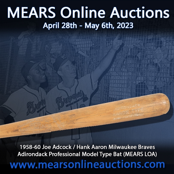 1958-60 Joe Adcock / Hank Aaron Milwaukee Braves Adirondack Professional Model Type Bat (MEARS LOA)