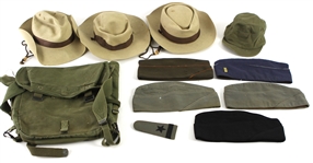 1940's-70's Military Apparel Collection - Lot of 25 w/ Hats, Jackets, Shirts & More 