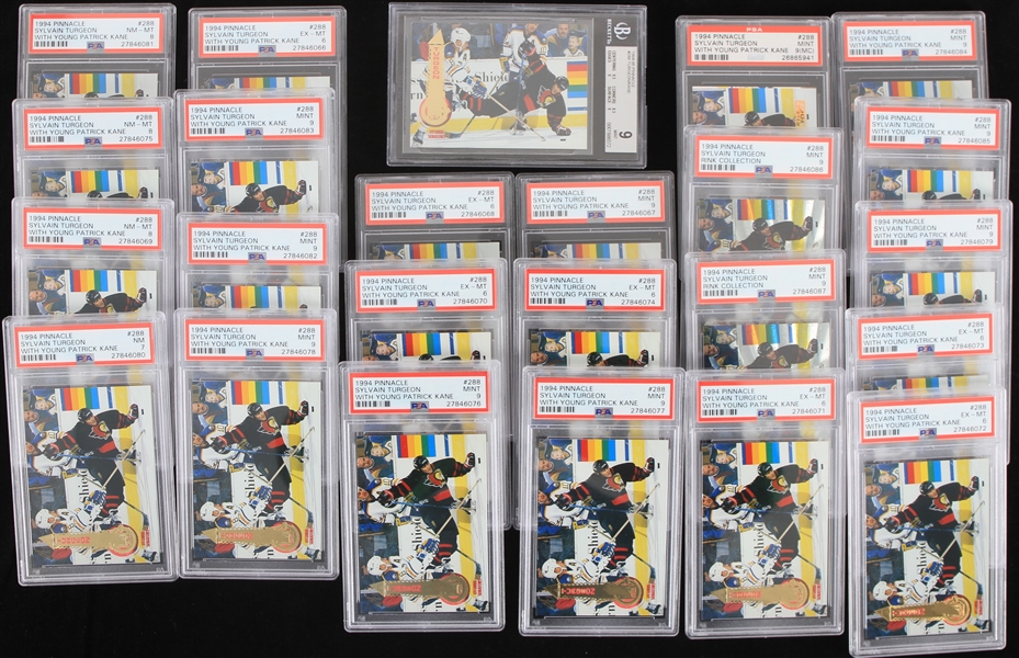 1994 Sylvain Turgeon w/ Young Patrick Kane Slabbed Pinnacle Hockey Trading Cards - Lot of 24